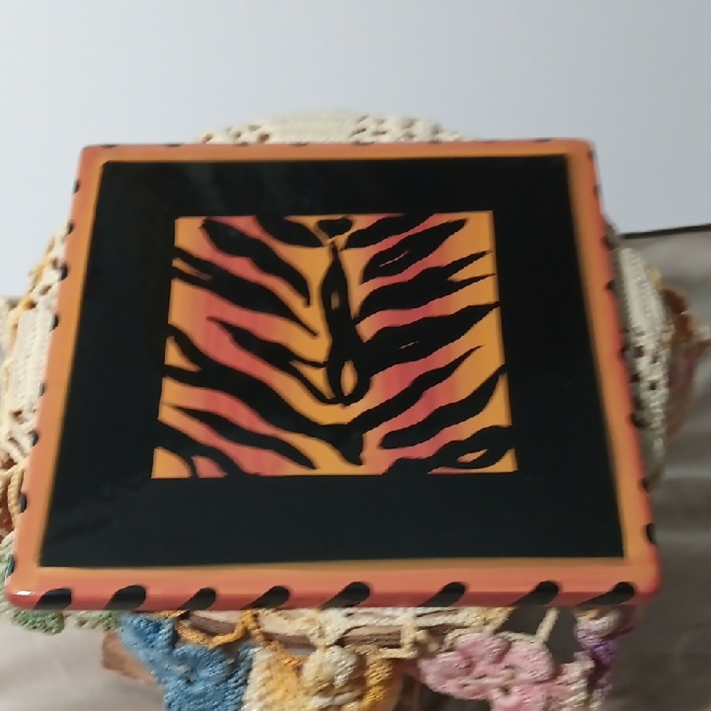 Certified International Orange and Black Ceramic Art